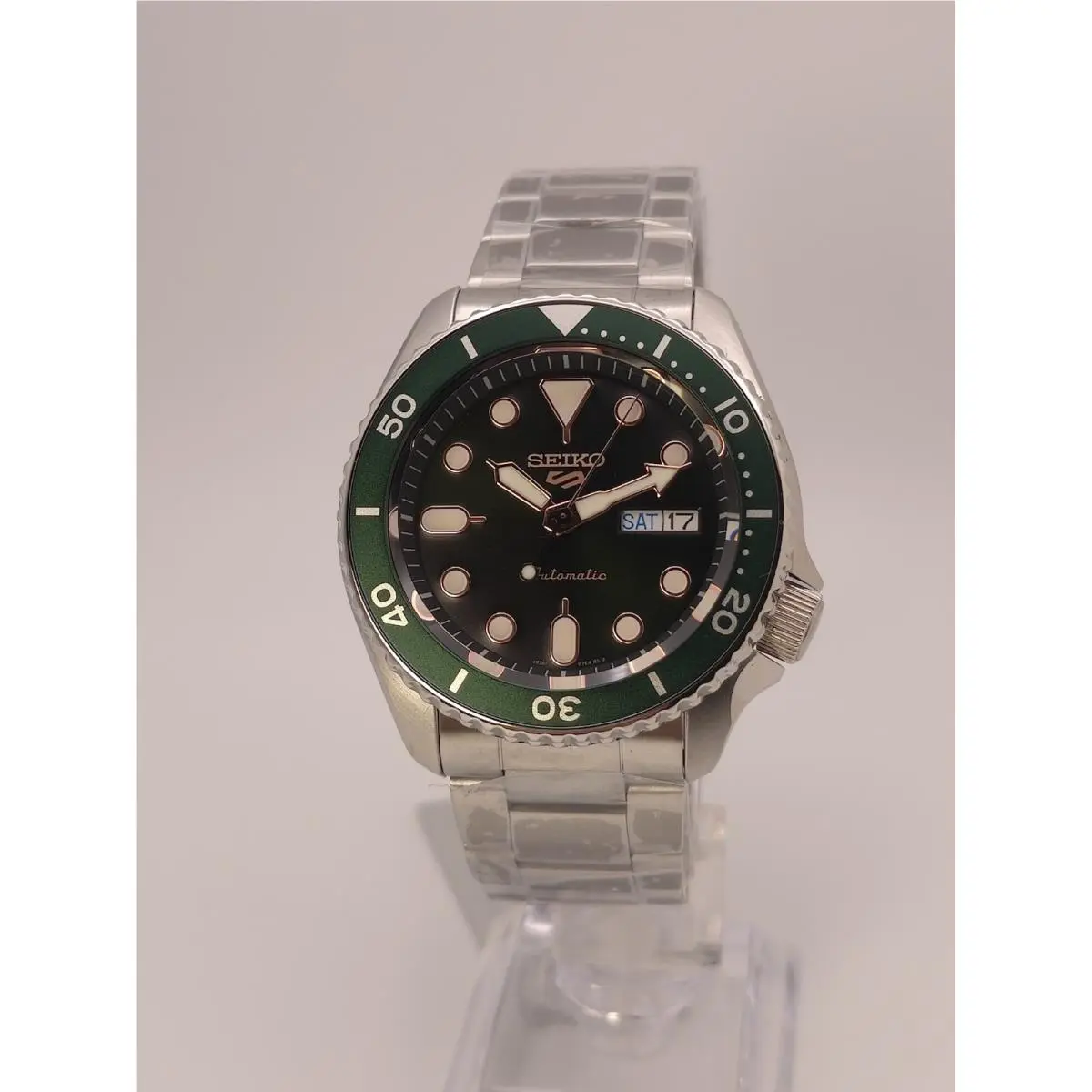 Seiko 5 Sports SRPD63K1 Automatic Green Dial Stainless Steel Men`s Watch