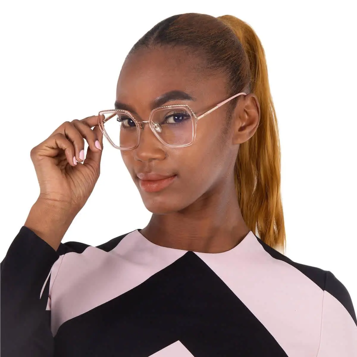 Chopard Demo Hexagonal Ladies Eyeglasses VCHG28M 08FC 53 VCHG28M 08FC 53