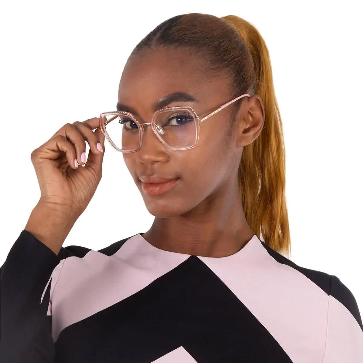 Chopard Demo Hexagonal Ladies Eyeglasses VCHG28M 08FC 53 VCHG28M 08FC 53