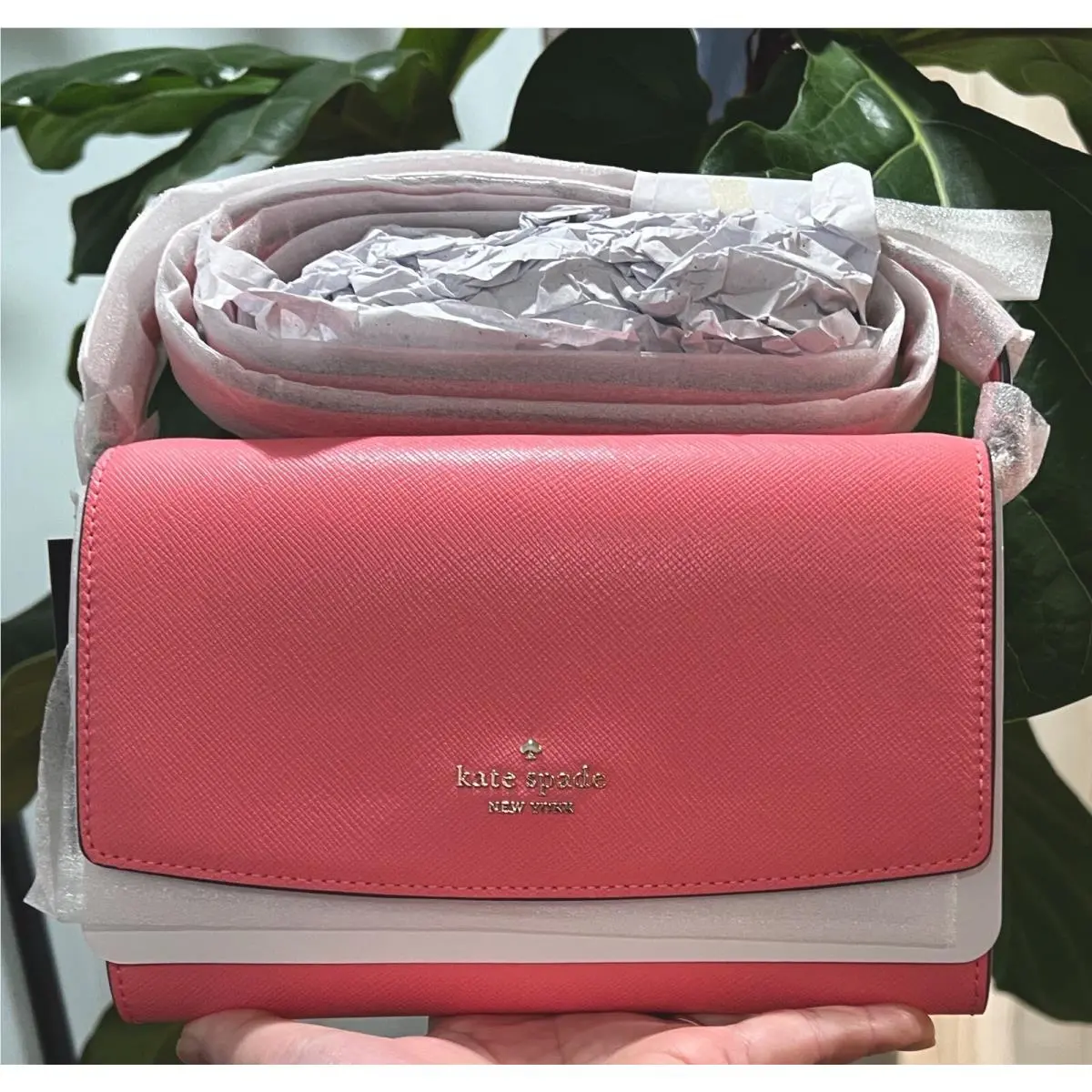 Kate Spade Perry Peach Saffiano Leather Flap Crossbody K8709 New