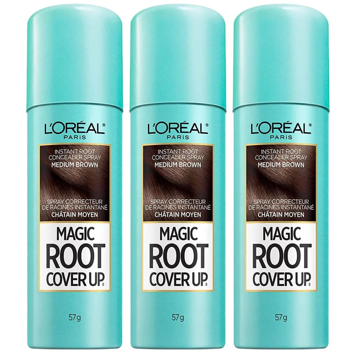 L`oréal Root Cover Up Hair Color Touch Up Spray Medium Brown 2 Ounce Pack of 3