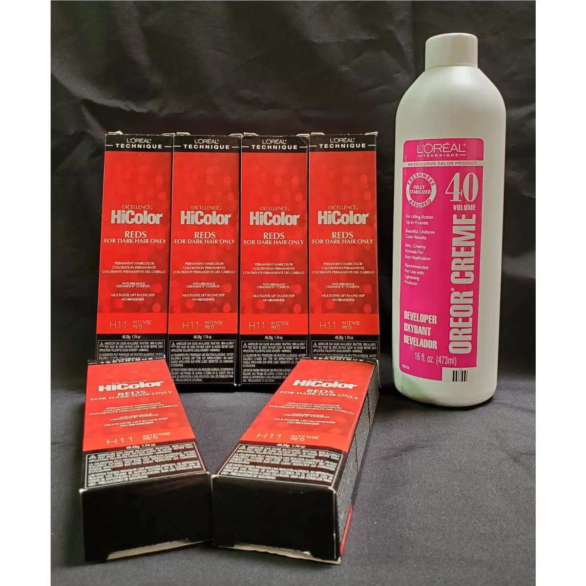 L`oreal Hicolor For Dark Hair/H11 Intense Red 1.74oz 6 Pack 16oz 40 Vol Oreor