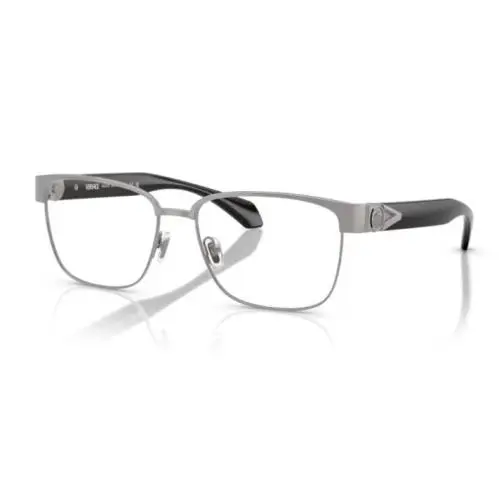 VE1306 1266 55 Silver Brushed/black Square 55mm Men`s Eyeglasses by Versace