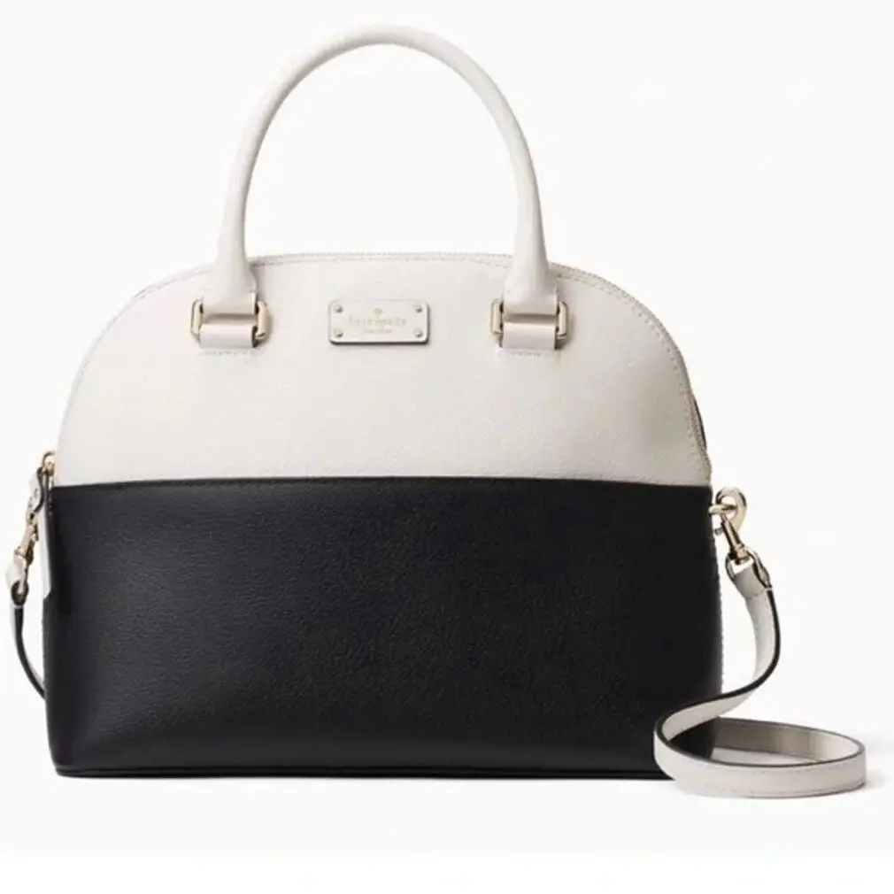 New Kate Spade Dome Leather Shoulder Crossbody Bag Handbag Black/cement
