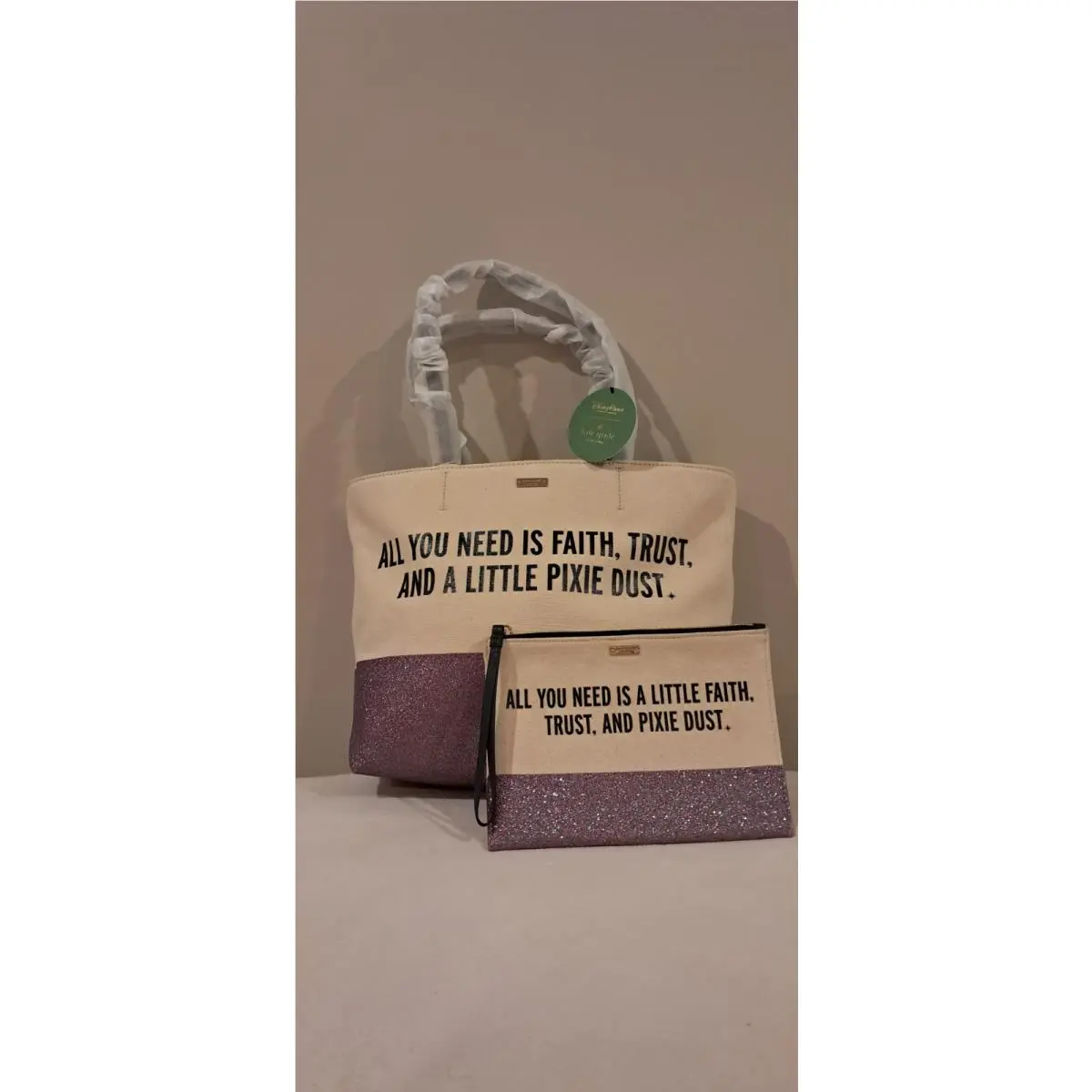 Kate Spade Disney Peter Pan Tinkerbell Zippered Tote and Wristlet