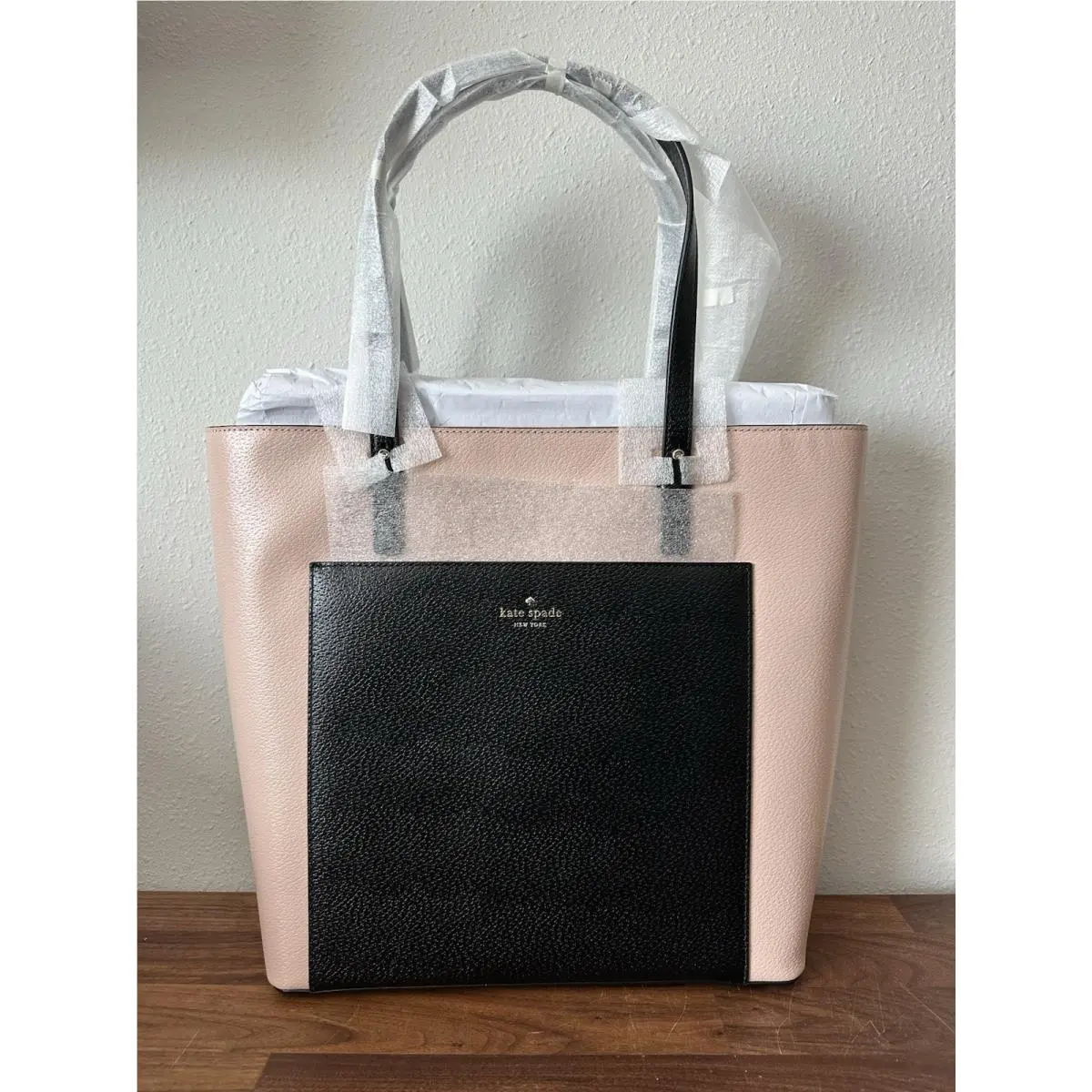 Kate Spade Grand Street Sadie Colorblock Leather Tote Pink Black Work Bag