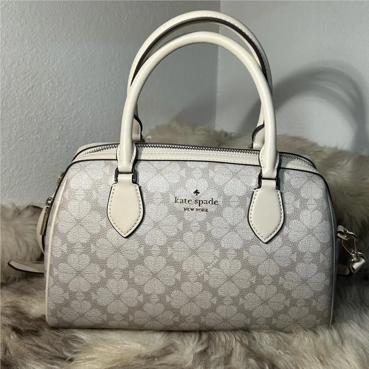 Kate Spade Large Duffle Crossbody - Dark Beige Spade Flower - Gorgeous Bag