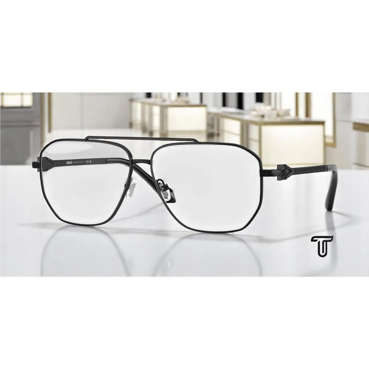 Versace VE1307 1436 Matte Black Demo Lens 57 mm Men`s Eyeglasses