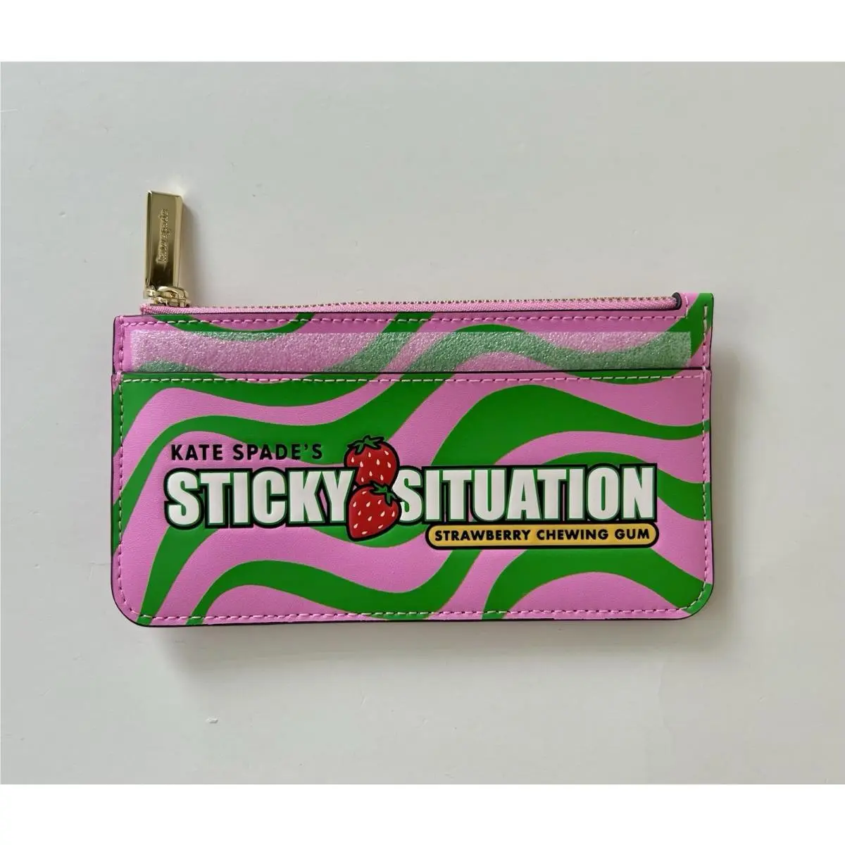 Kate Spade Bubble Gum Large Slim Card Holder Pink Green Wallet KK207 RP
