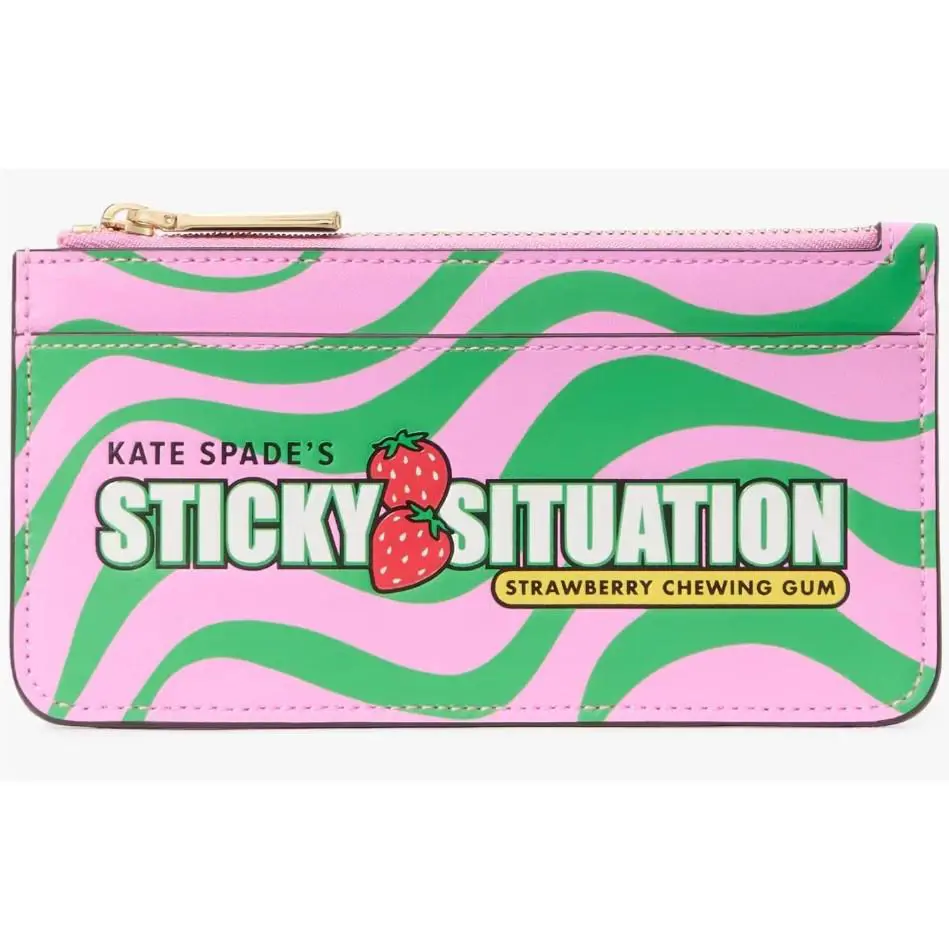 Kate Spade Bubble Gum Large Slim Card Holder Pink Green Wallet KK207