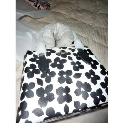 Kate Spade - Darcy Graphic Blooms / Flowers - Black / White - Small Satchel