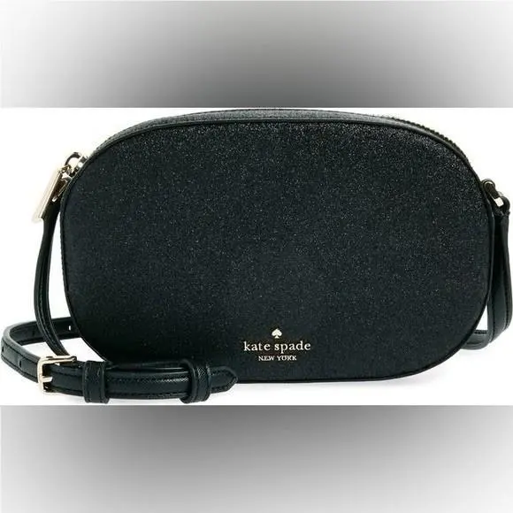 New Kate Spade Black Glitter Camera Bag