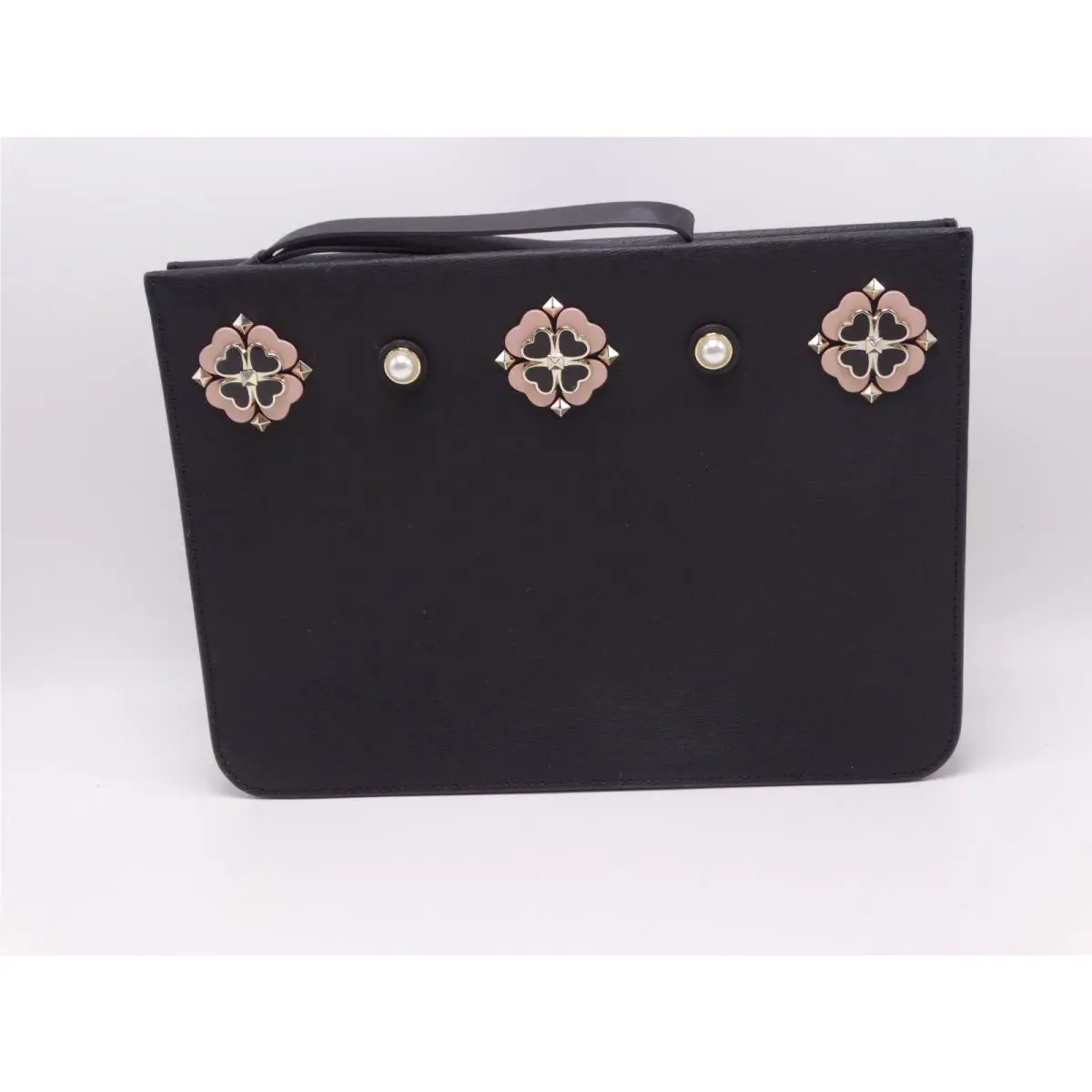 Kate Spade Kelli Pearl Embellished Jeweled Flowers Large Pouch WLRU5588