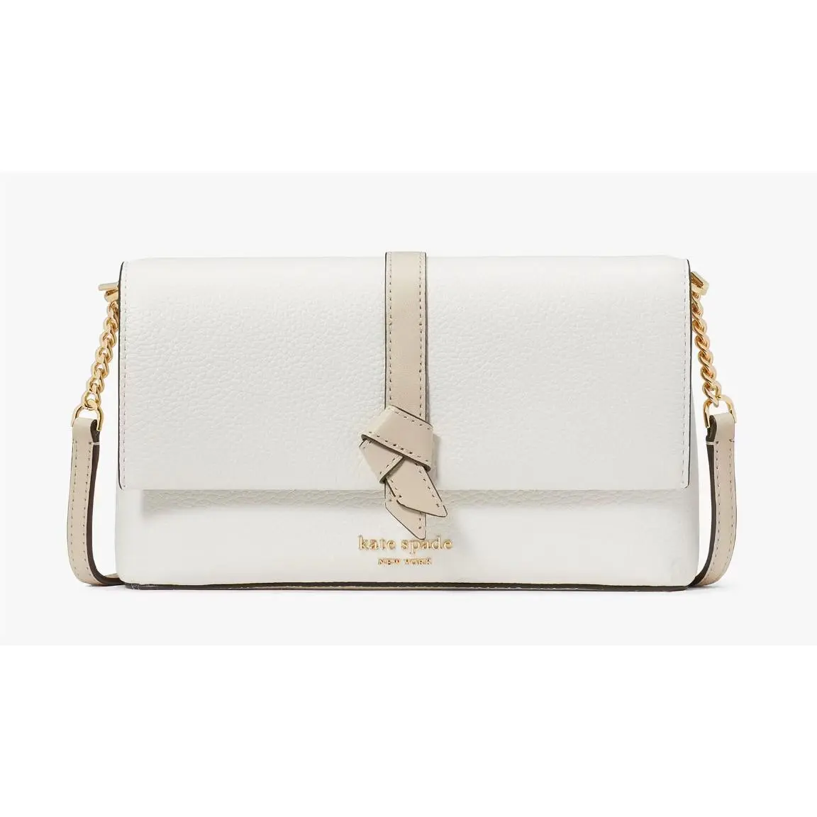 Kate Spade Knott Flap Chain Crossbody Ivory White Leather Purse KH171 Bag