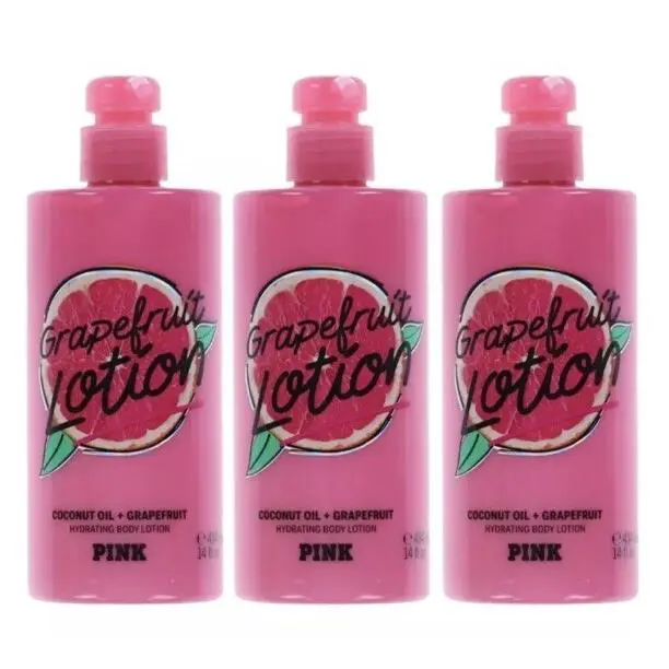 Victoria`s Secret Pink Lot of 3 Grapefruit Large Body Lotions 14 oz Htf