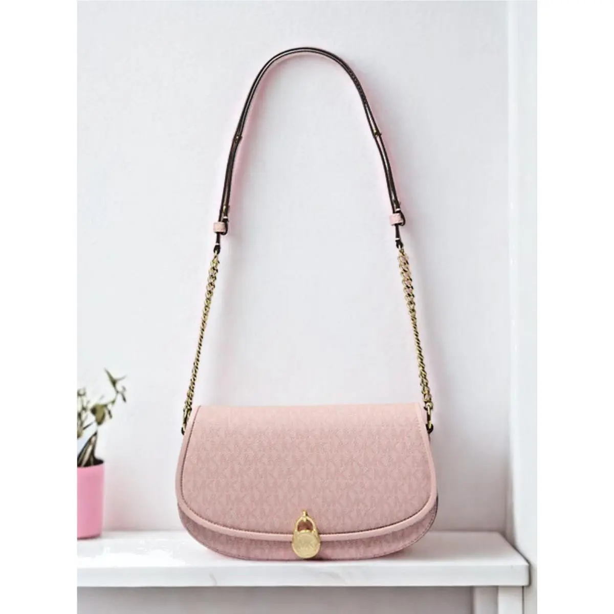 Mila Women Medium Leather Sling Messenger Bag Handbag Variation POWDER BLUSH by Michael Kors