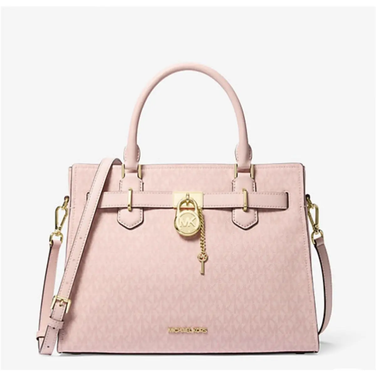 Michael Kors Hamilton Women Medium Logo Crossbody Satchel Purse Bag Powder Blush
