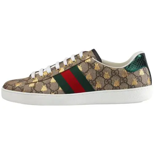 Men`s Gucci Ace GG Supreme Bees Canvas Sneakers 548950 - Beige