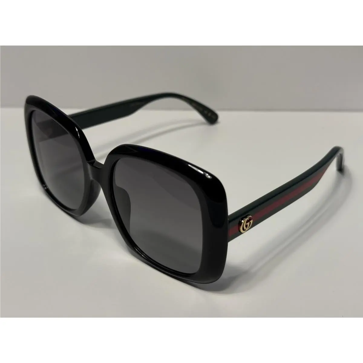 Gucci GG0714SA 001 Black with Green and Red Stripe/grey Gradient 56-19-145