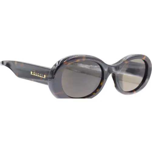 Gucci Women Oval Polished Havana Brown Sunglasses GG1587S 002 52