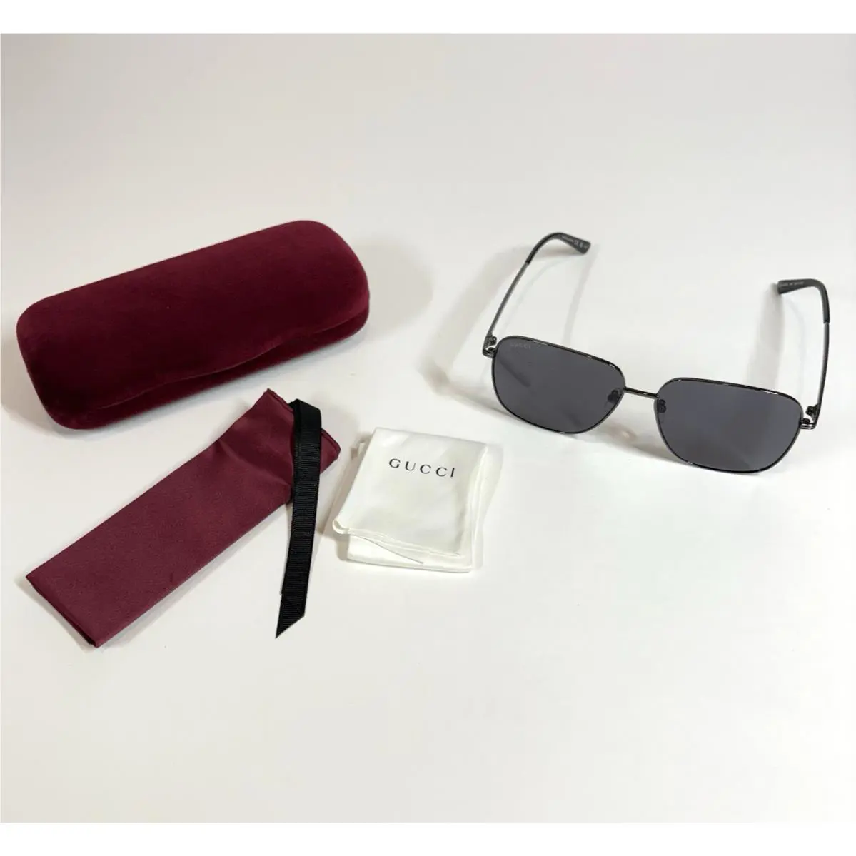Gucci Ruthenium Sunglasses Mens Smoke Lenses Square Designer GG0987SA 001 Beach