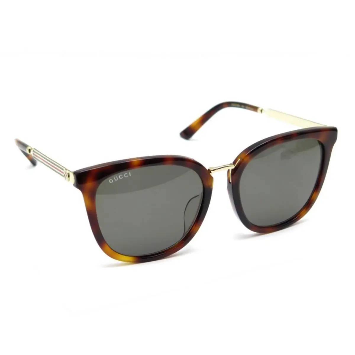 Gucci GG0079SK 004 56mm Web GG Brown Havana Gold Oversized Sunglasses Italy