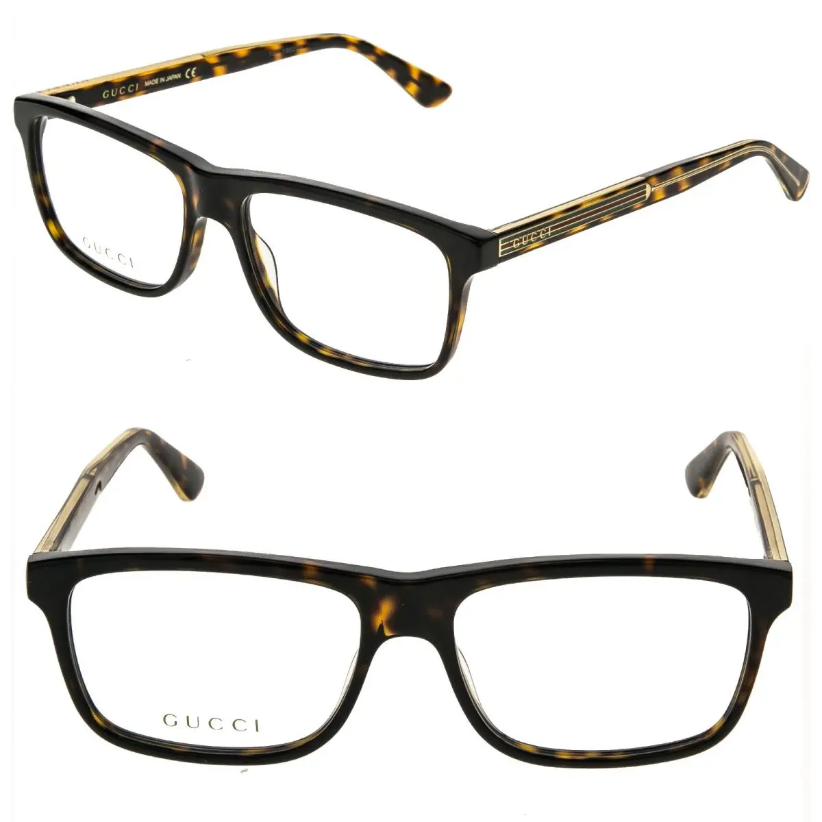 Gucci GG0384O 0384 Brown Havana Gold Classic Eyeglasses 55mm Optical Frame 002