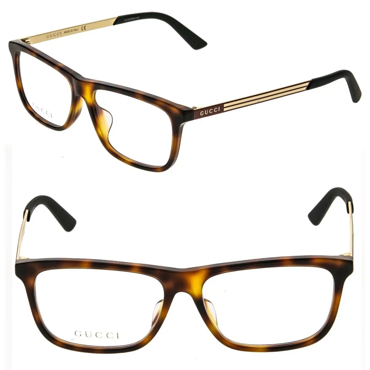 Gucci GG0696O 0696 Brown Gold Red Stripe Metal Eyeglasses 55mm 003 Frame Unisex