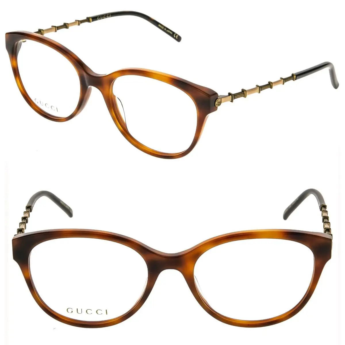 Gucci GG0656O Metal Bamboo 0656 Brown Havana Optical Eyeglasses 53mm Retro 003