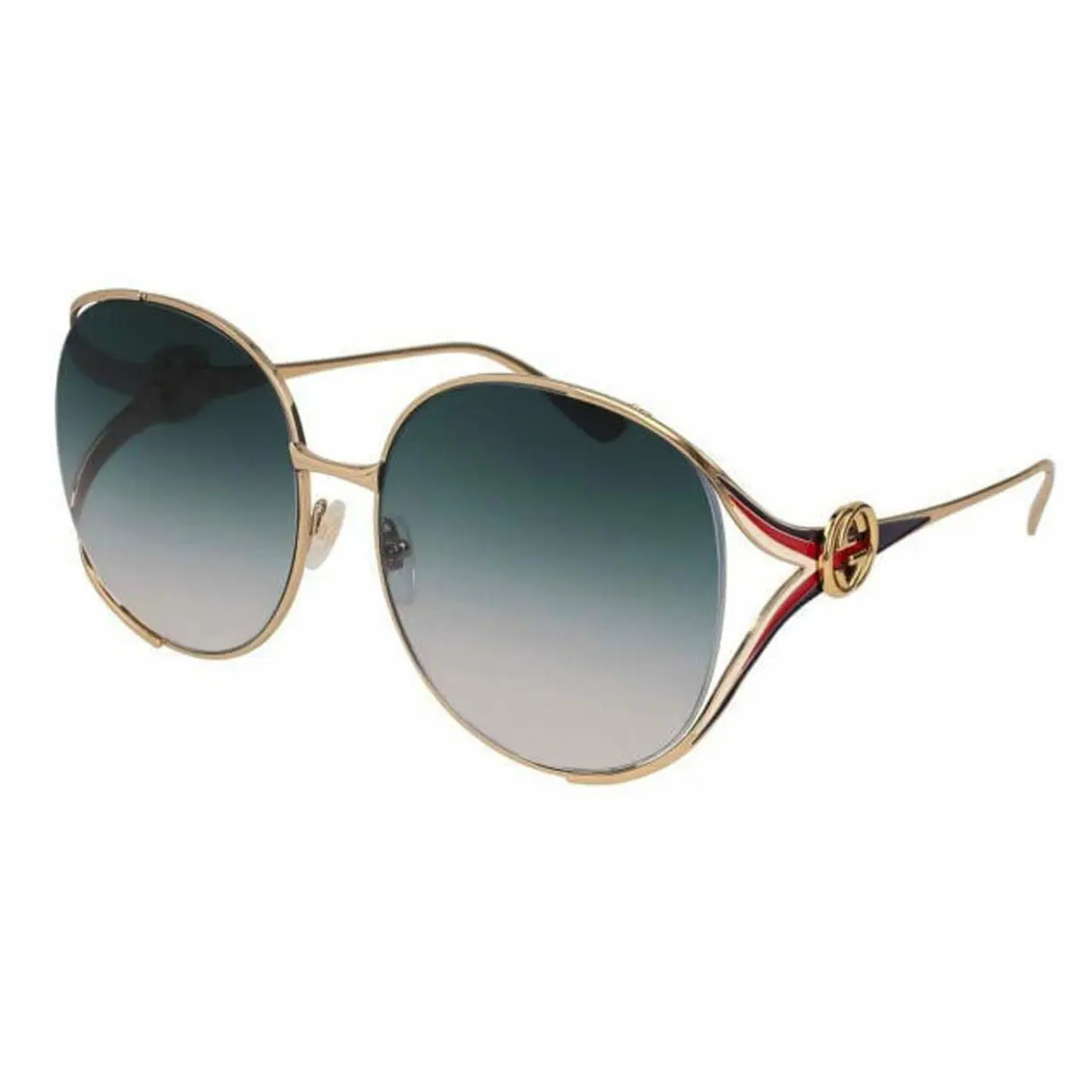 Gucci Blue Gradient Round Women`s Sunglasses GG0225S 004