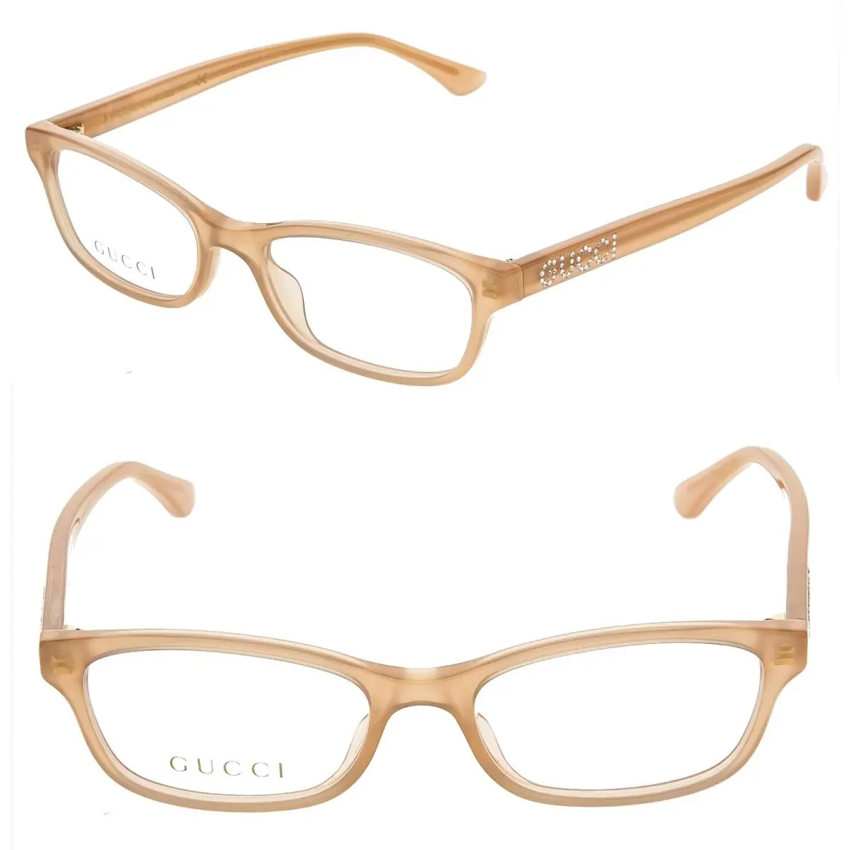 Gucci GG0730O 0730 Pink Crystal Strass Logo Eyeglasses 47mm 004 Frame