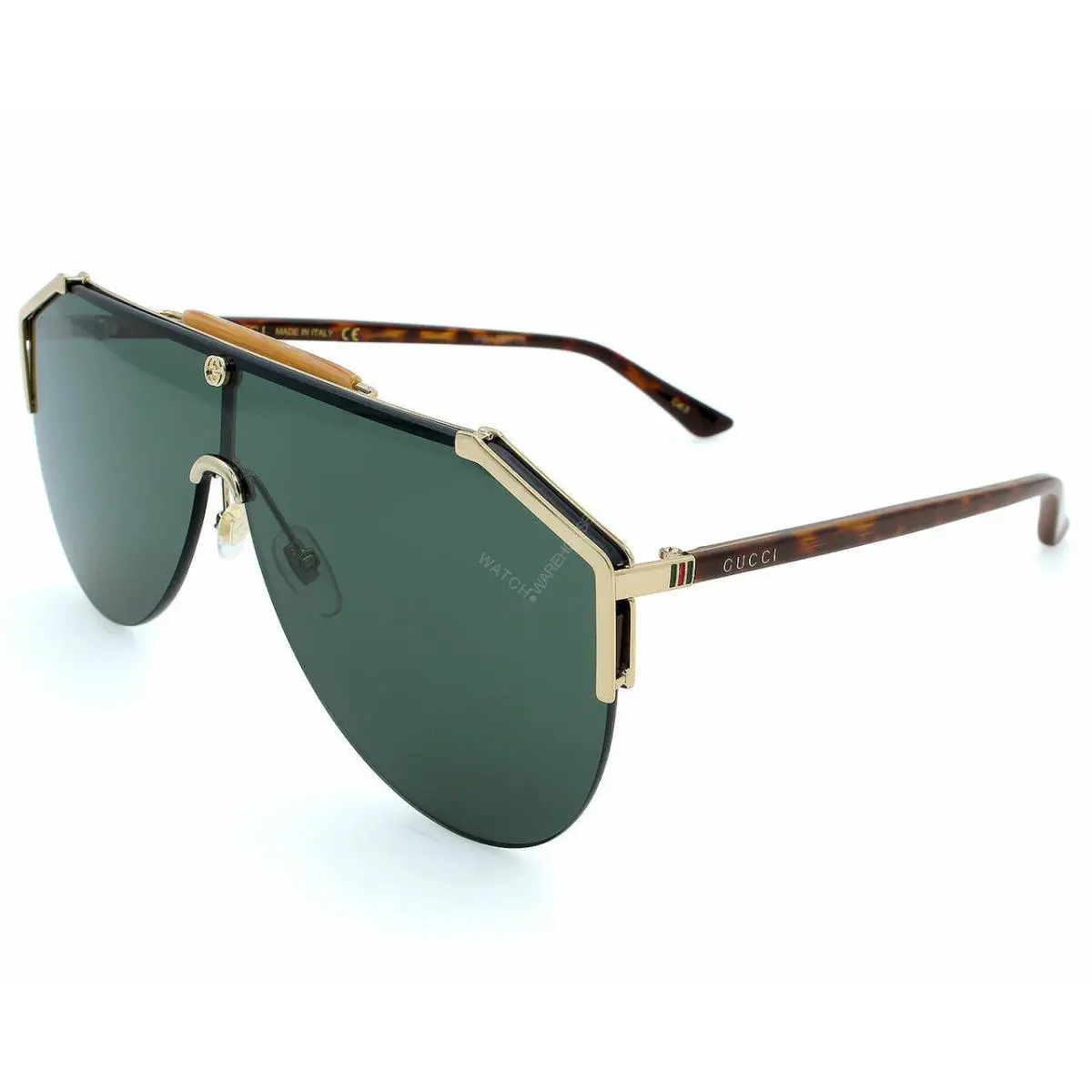 Gucci Aviator Gold/havana/green 99-01-140mm Men`s Sunglasses GG0584S 002