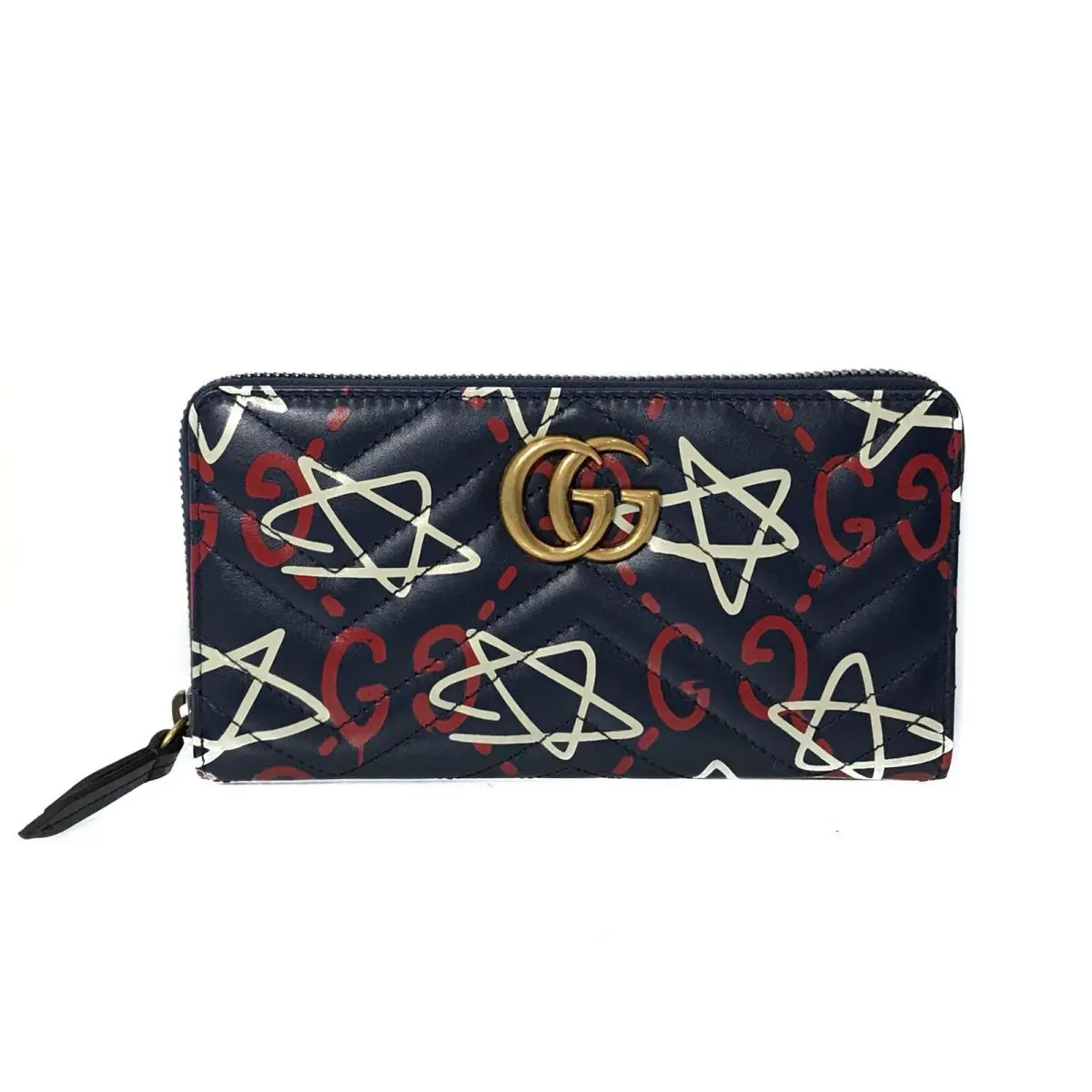 Gucci 448087 Ghost Stars Apollo Leather Zip Around Wallet