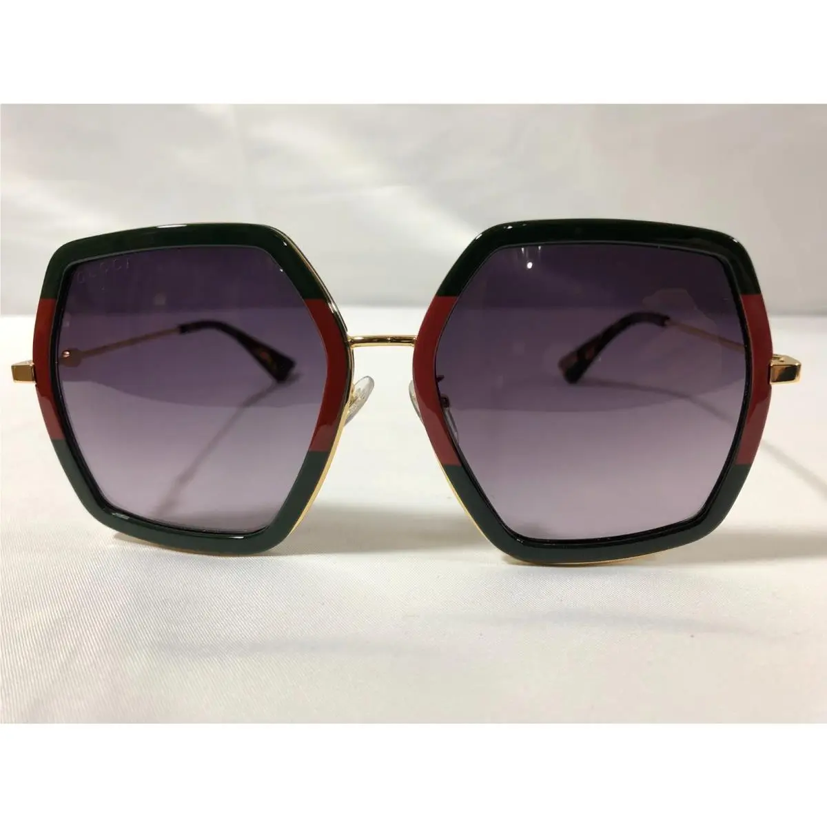 GG106S Aviator Sunglasses in Green/red Grey Lenses by Gucci