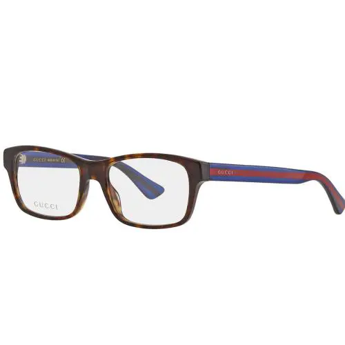 Gucci Mens GG0006O 007 55 Square/rectangle Havana Blue Transparent Eyewear - Frame: Havana Blue Transparent