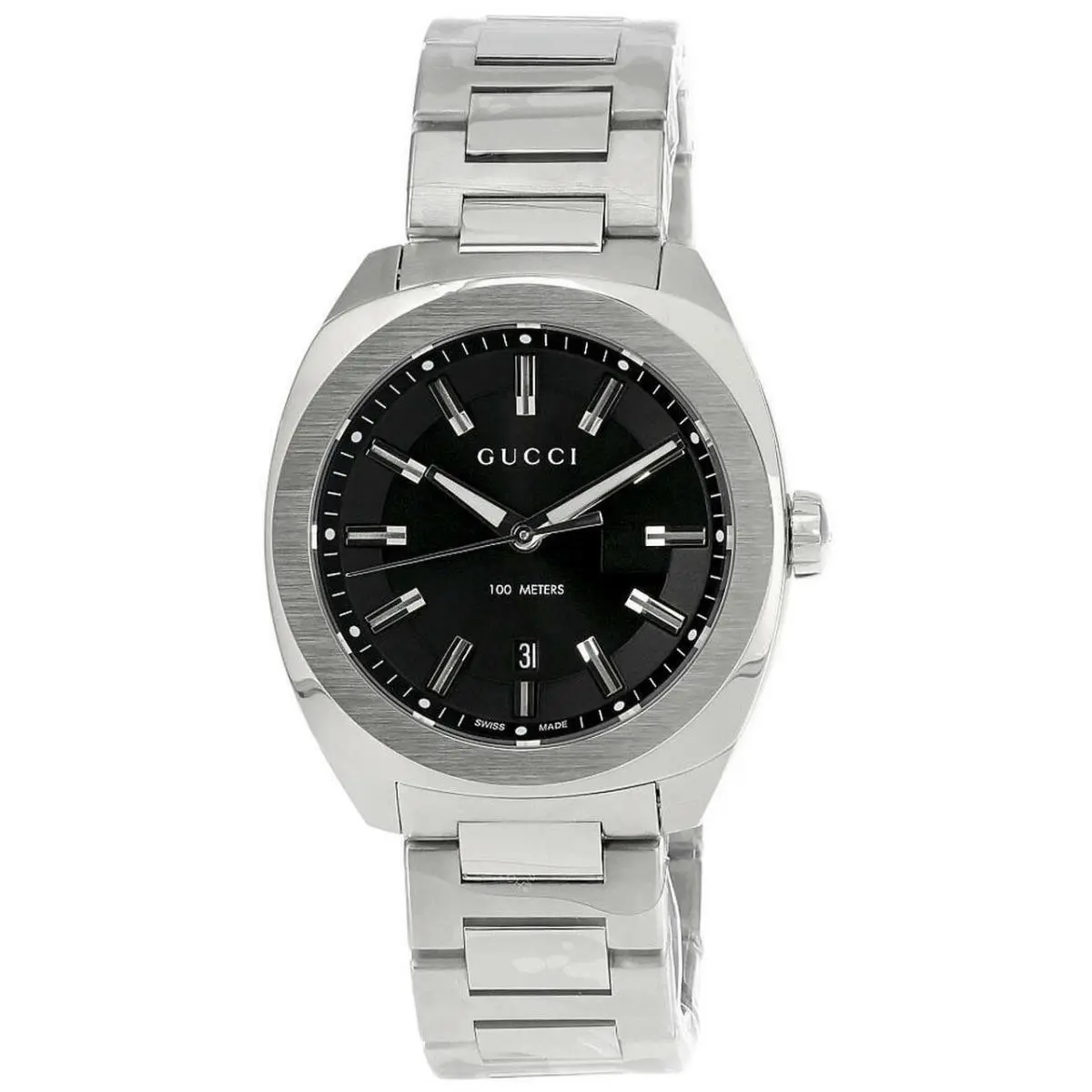 GG2570 40mm Quartz Stainless Steel Black Dial Men`s Watch YA142301 by Gucci