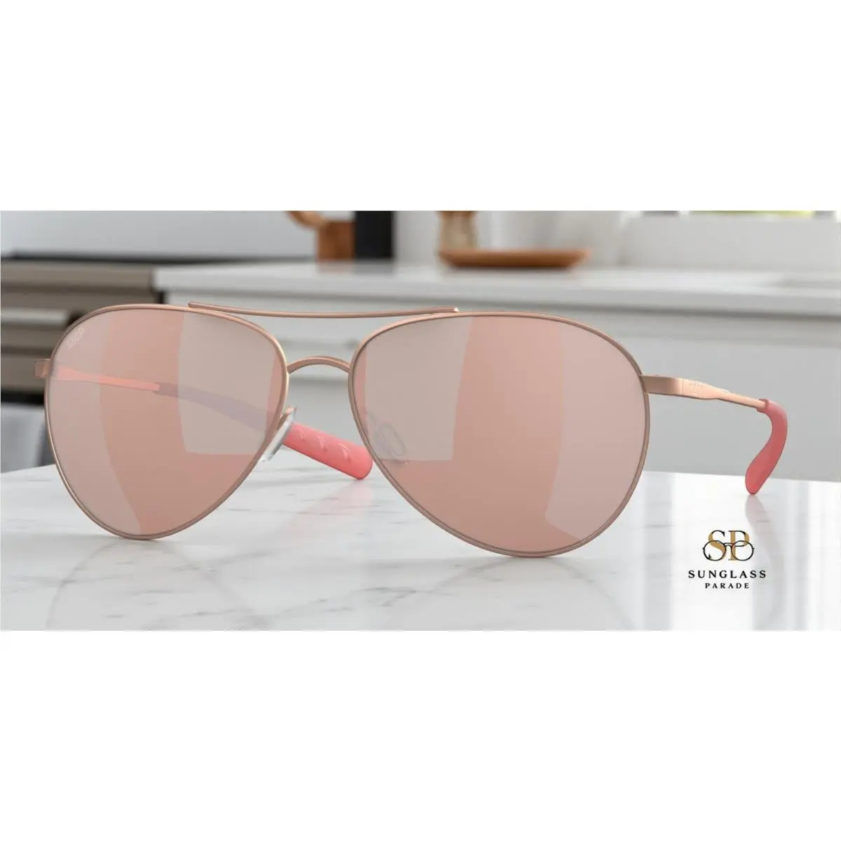 Costa Del Mar 6S6003 08 Piper Satin Rose Gold Copper Silver 58 Men`s Sunglasses - Frame: Satin Rose Gold, Lens: Copper Silver Mirror