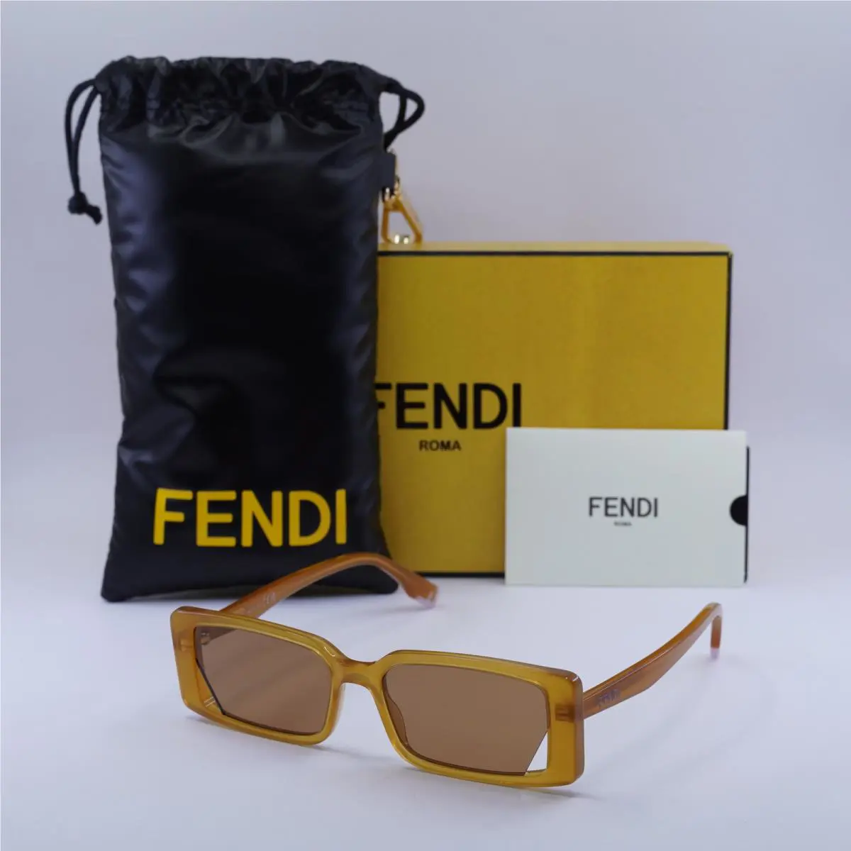 Fendi FE40164I 44J Shiny Orange/brown 53-16-145 Sunglasses