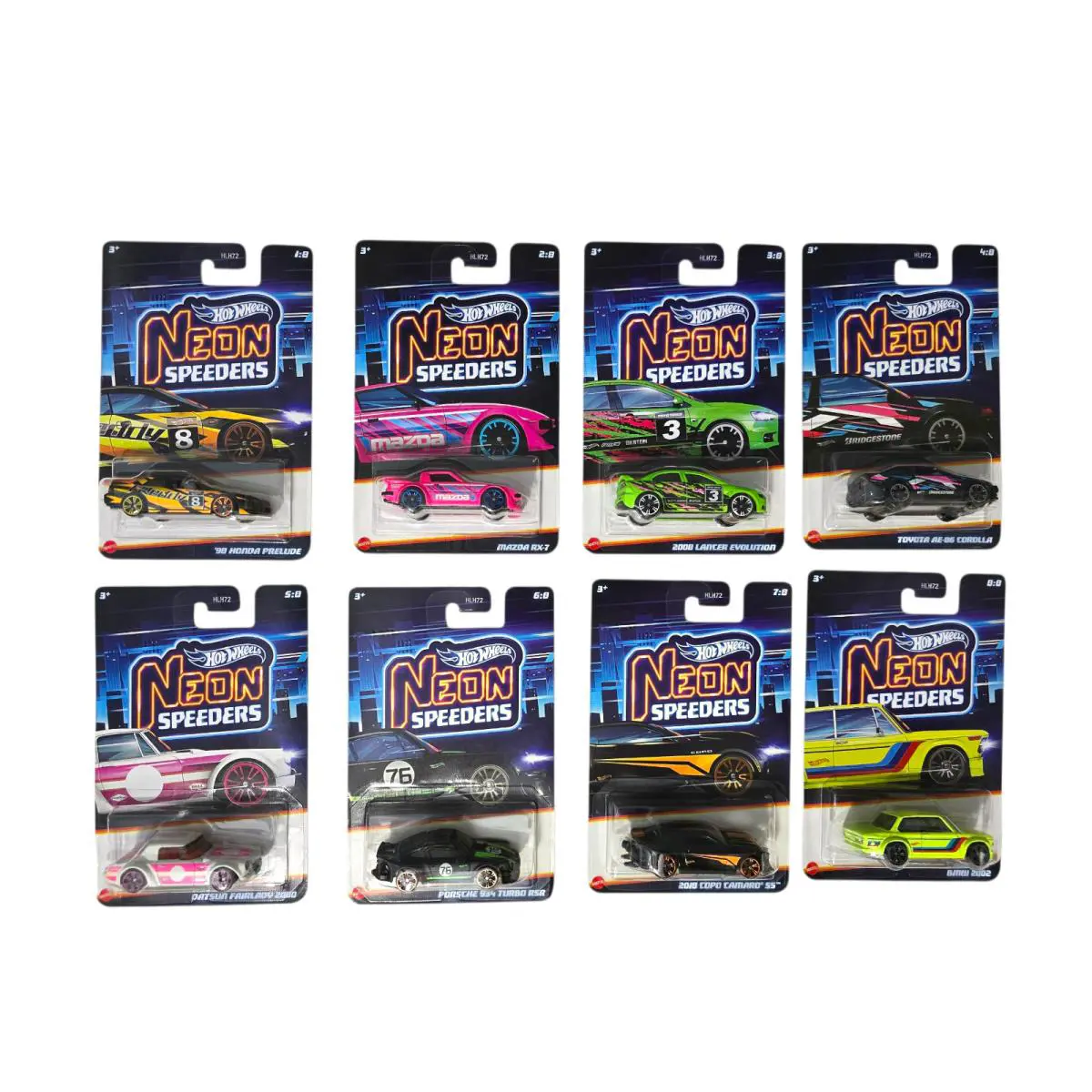 2025 Hot Wheels Neon Speeders Complete Set Of 8 Cars