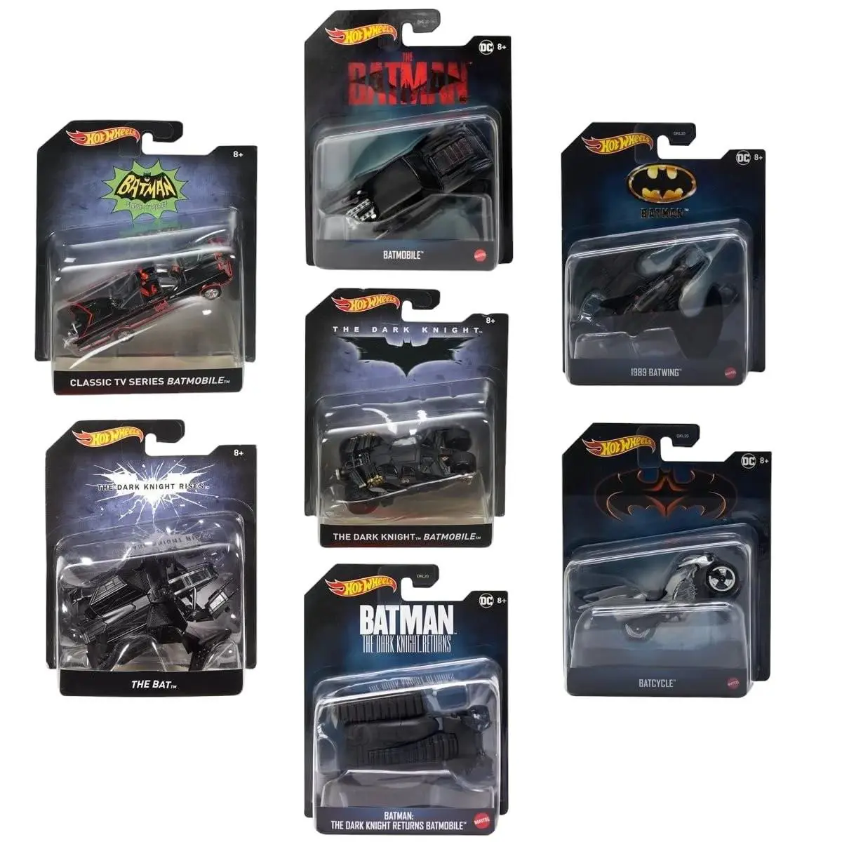 Hot Wheels Batman 7 Car Set 1:50 Scale Complete Pack DKL20-956R