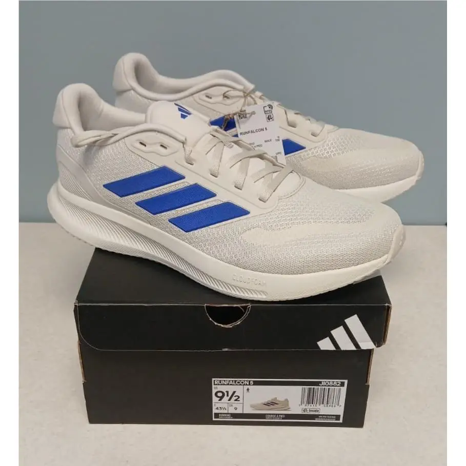 Adidas Men 9.5 JI0882 Runfalcon 5 Orbit Grey Lucid Blue Tennis Shoes Sneaker
