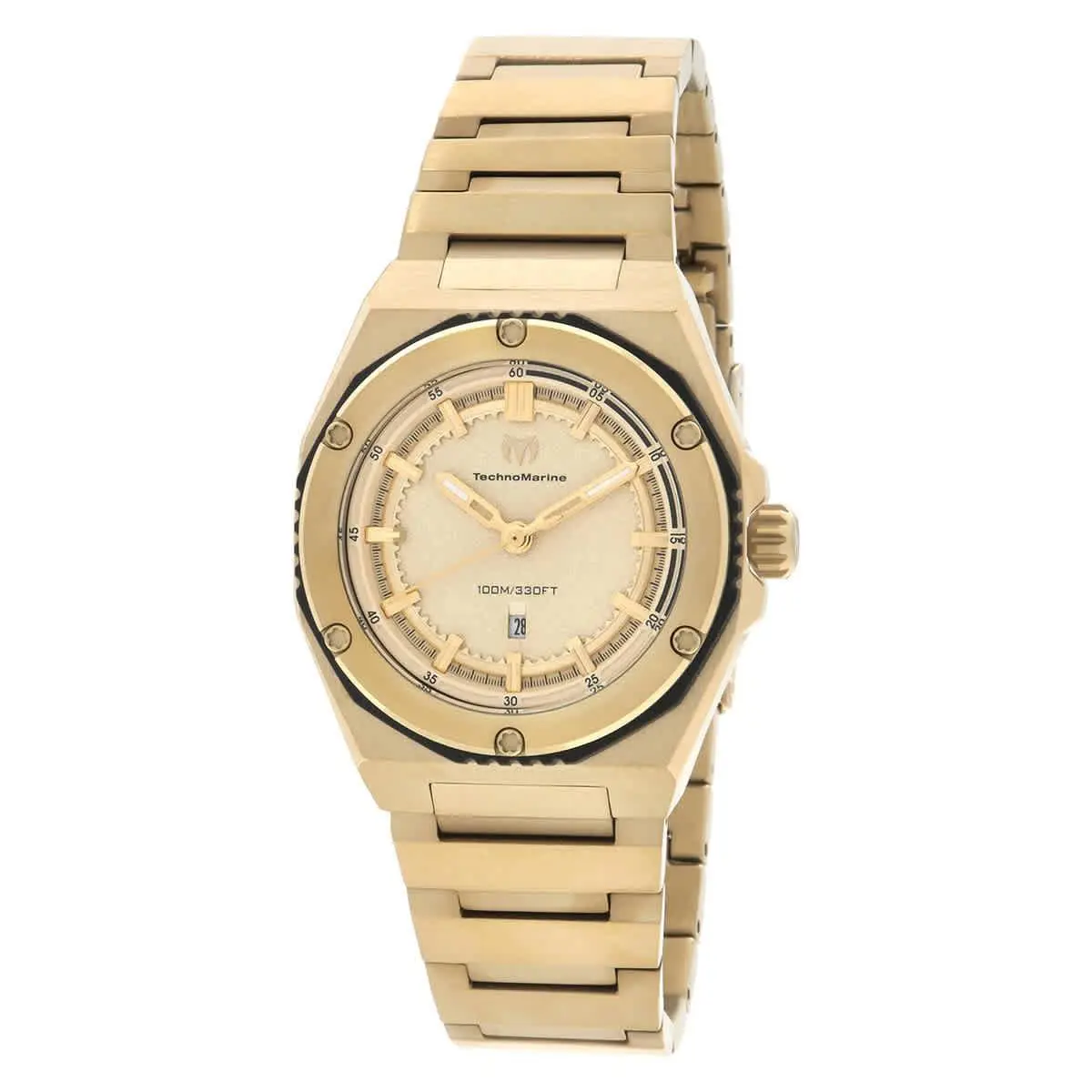 Technomarine Coral Quartz Gold Dial Ladies Watch TM-416045