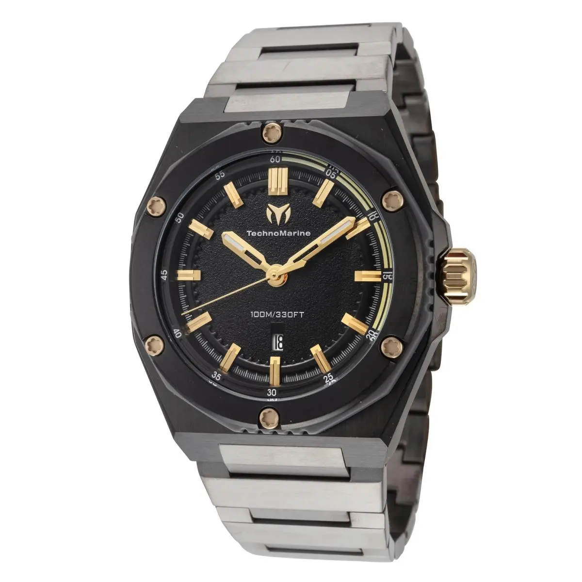 Technomarine Men`s Coral Legacy 45mm Quartz Watch TM-416088 - Dial: Black, Band: Grey, Other Dial: Black
