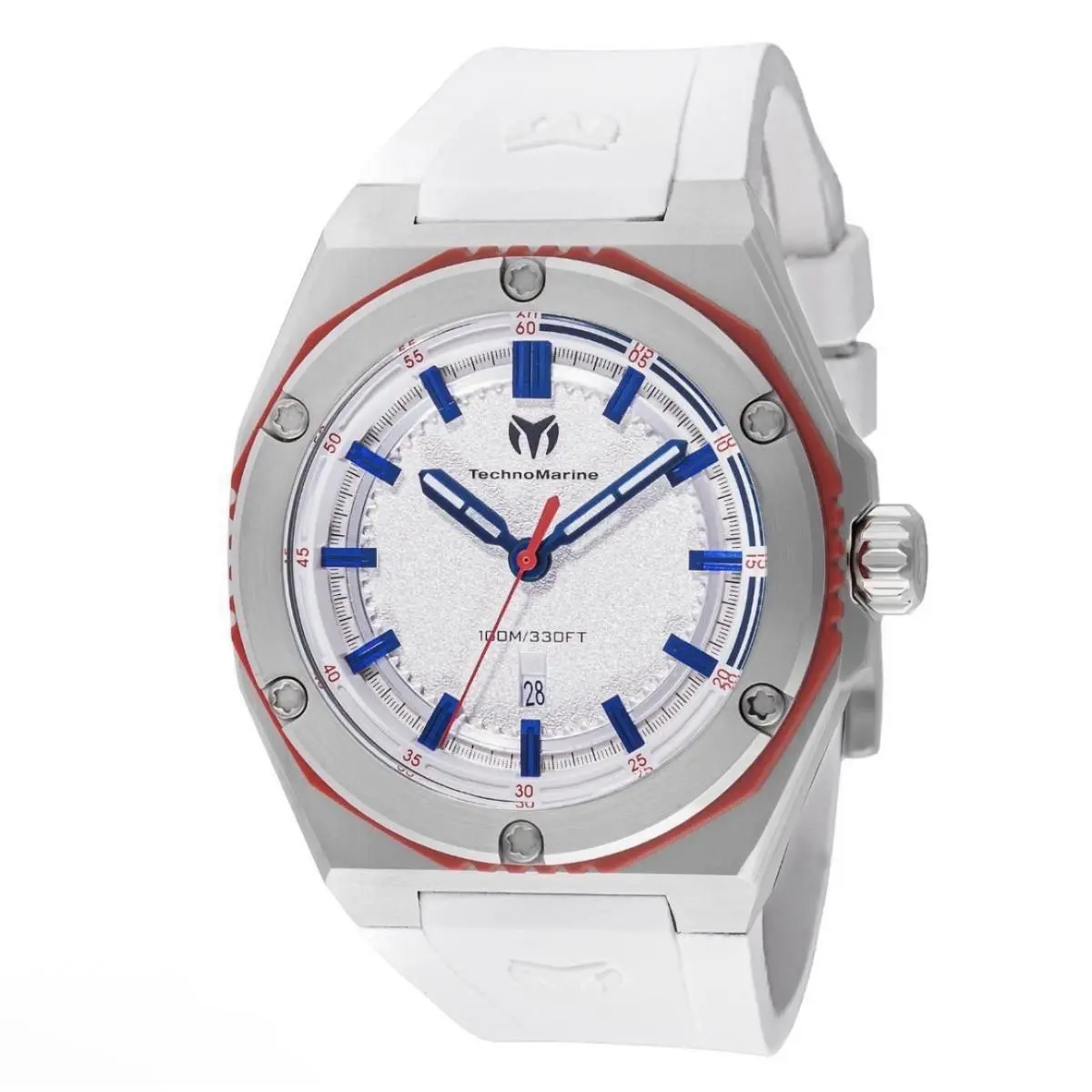 Technomarine TM-416066 Coral Legacy White Band Silver Dial 45 mm Men`s Watch by TechnoMarine