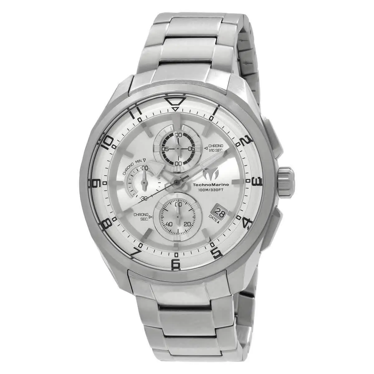Technomarine Ocean Chronograph Quartz Silver Dial Men`s Watch TM-318129 - Dial: Silver-tone, Band: Silver-tone, Bezel: Silver-tone