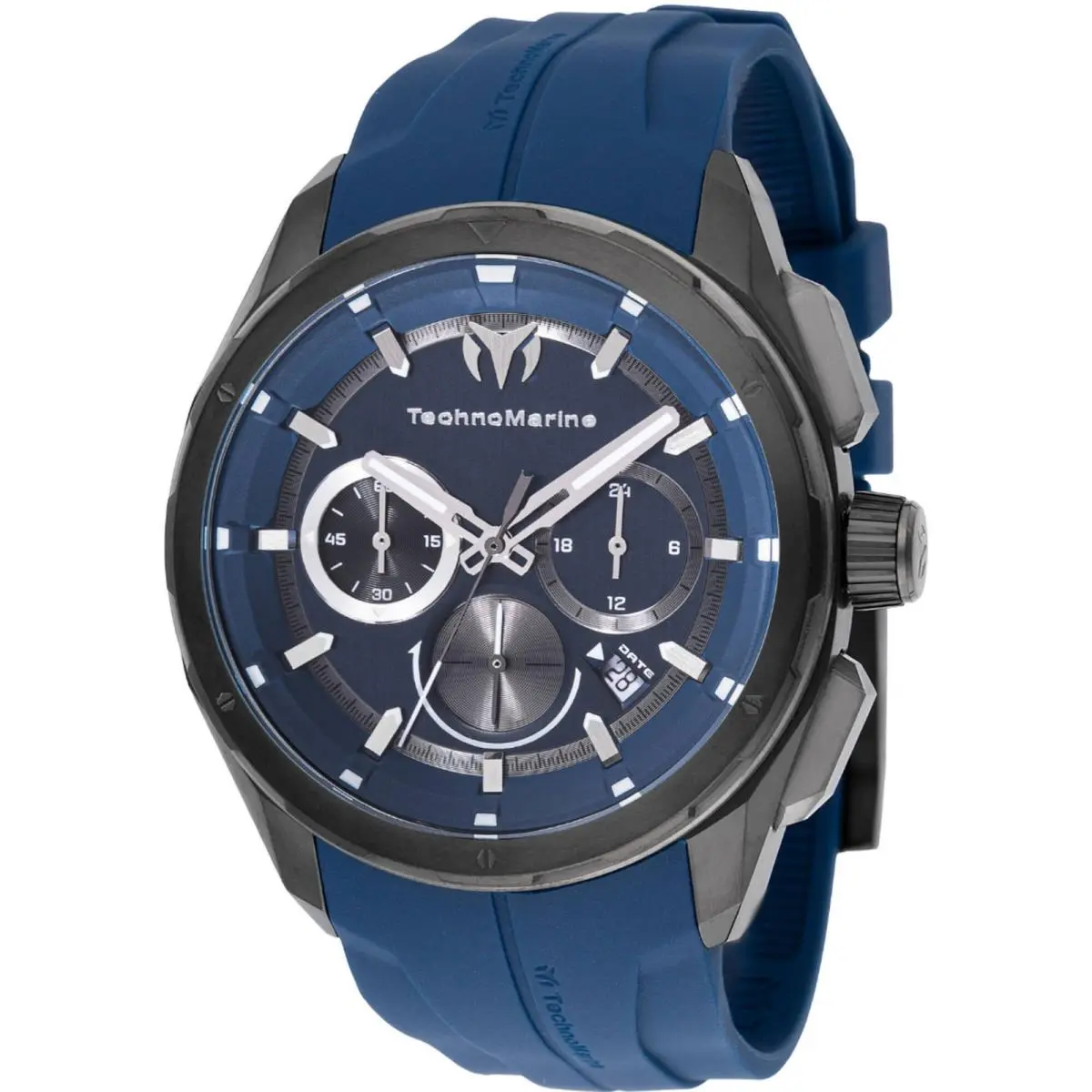 Technomarine Men`s Watch Ocean Nomad Chronograph Navy Blue Dial Strap TM-318103