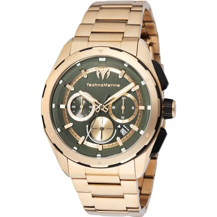 Technomarine Ocean Nomad Men`s Watch 43MM Gold Tone Chronograph TM-318095