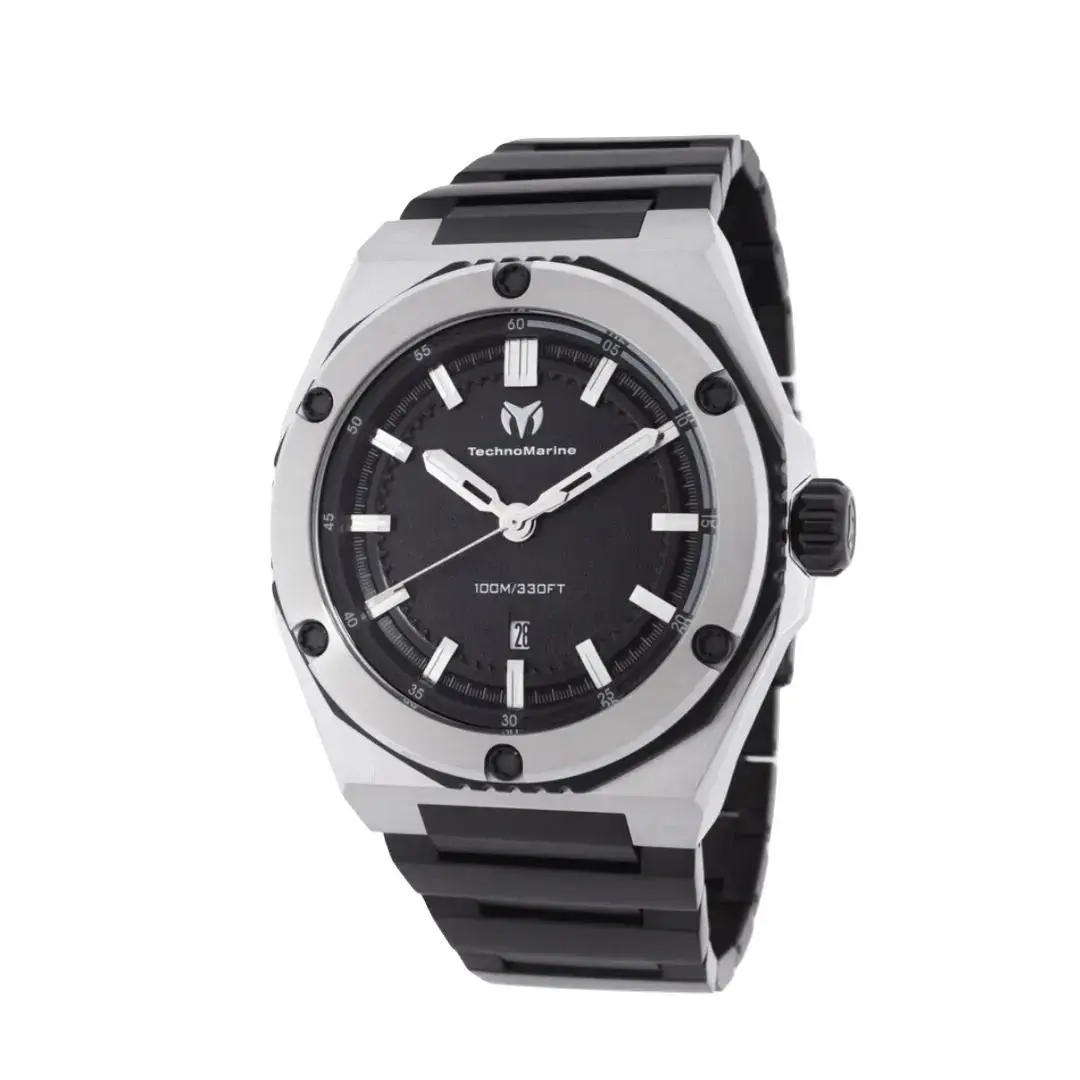 Technomarine Coral Legacy 45 mm Watch TM-416089 Black Stainless Steel - Dial: Black, Band: Black, Bezel: Silver