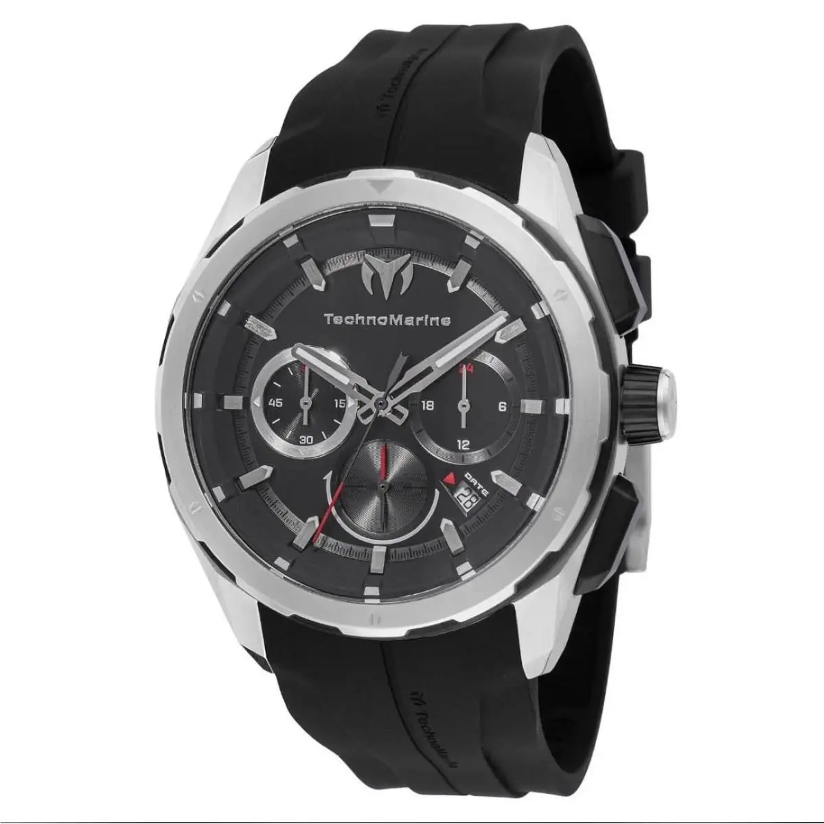 Technomarine Men`s Watch Ocean Nomad Chrono Black Dial Silicone Strap 318098