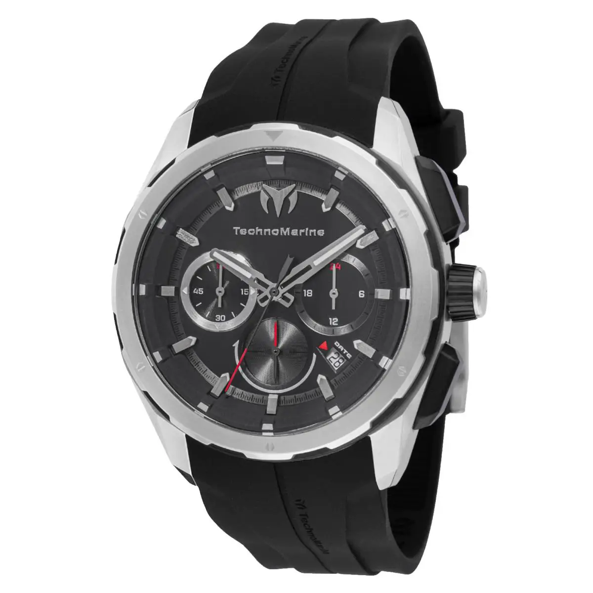 Technomarine Men`s Watch Ocean Nomad Chrono Black Dial Silicone Strap TM-318098